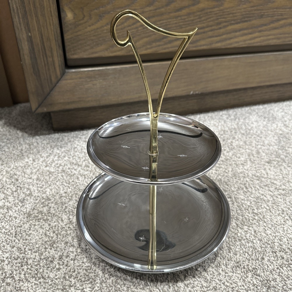 Vintage Riviera Lifetime Chromeware MCM Atomic Two Tiered‎ Serving Tray
